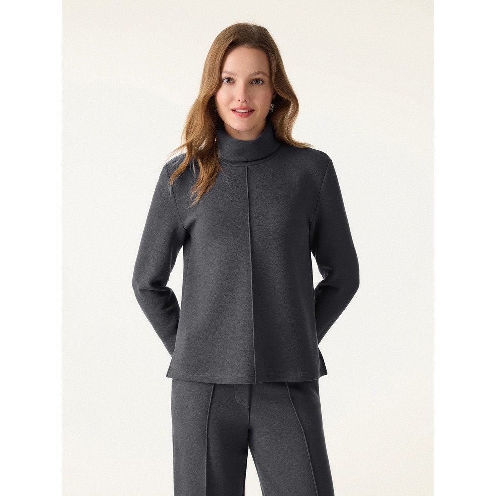 OGLmove FuzzLuxe Turtleneck Long Sleeve Top Charcoal Gray Medium